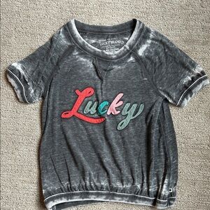 Lucky Brand Kids Charcoal Tee with Colorful Logo